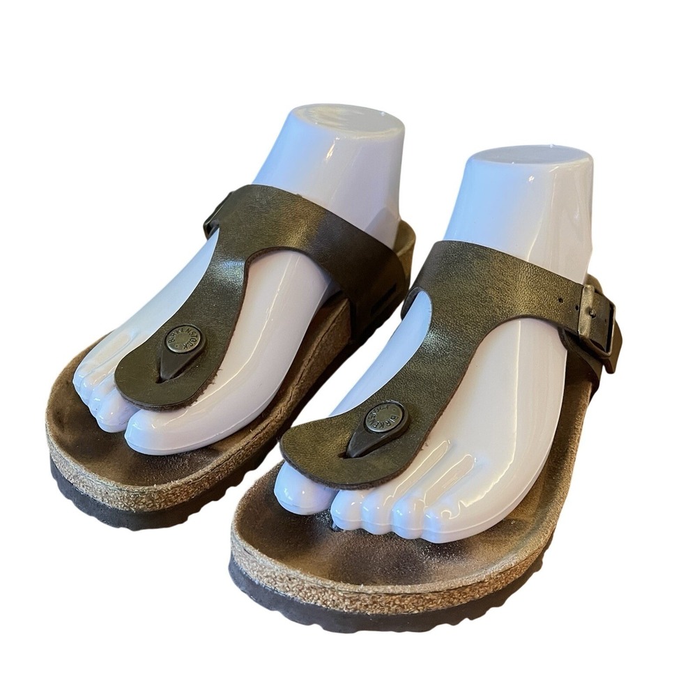 Birkenstock Gizeh Women 37/6 Bronze Gold Metallic Brown Thong Sandals Beach Pool